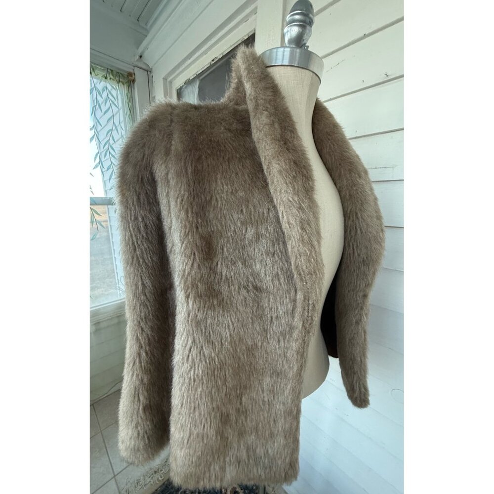 Vintage 60's Faux Fur Stole/Cape/Wrap Warm Beige - Picture 12 of 16